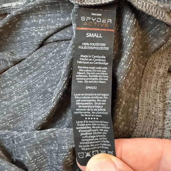 Spyder Active Men's Stretch Crew Neck Short Sleeve T-Shirt Charcoal Gray Small - Picture 3 of 8